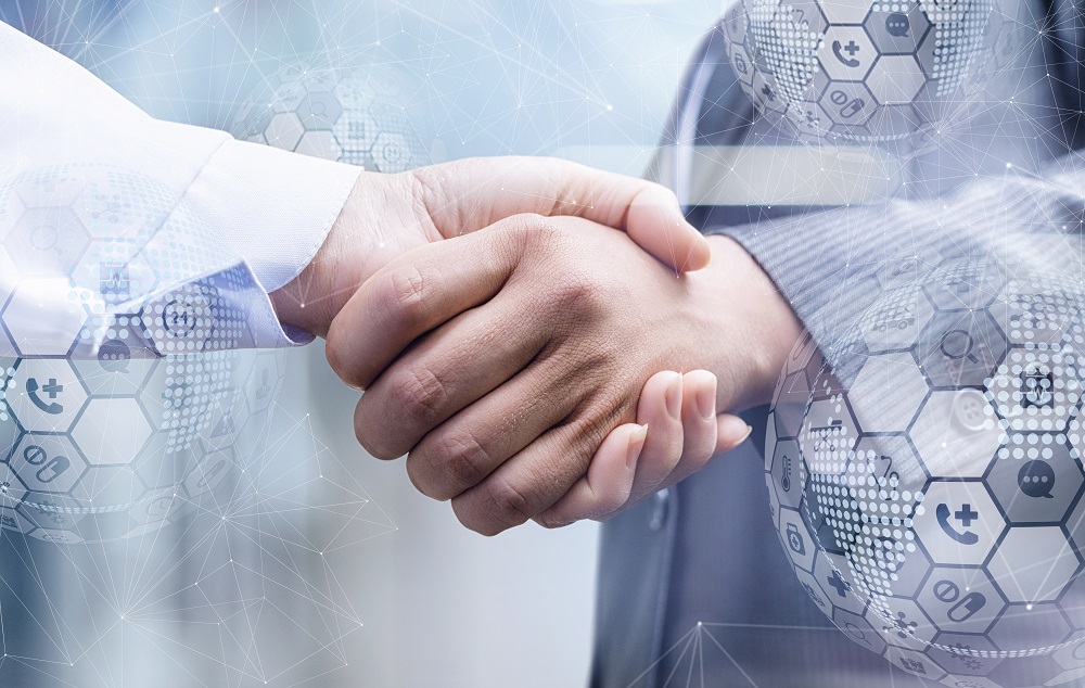 The concept of cooperation between business and medicine.